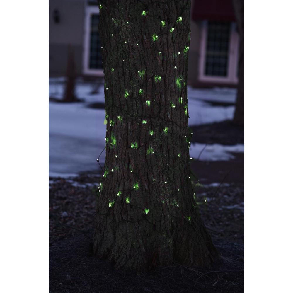 2' x 8' Green Mini Net Style Tree Trunk Wrap Christmas Lights - Brown Wire. Picture 3