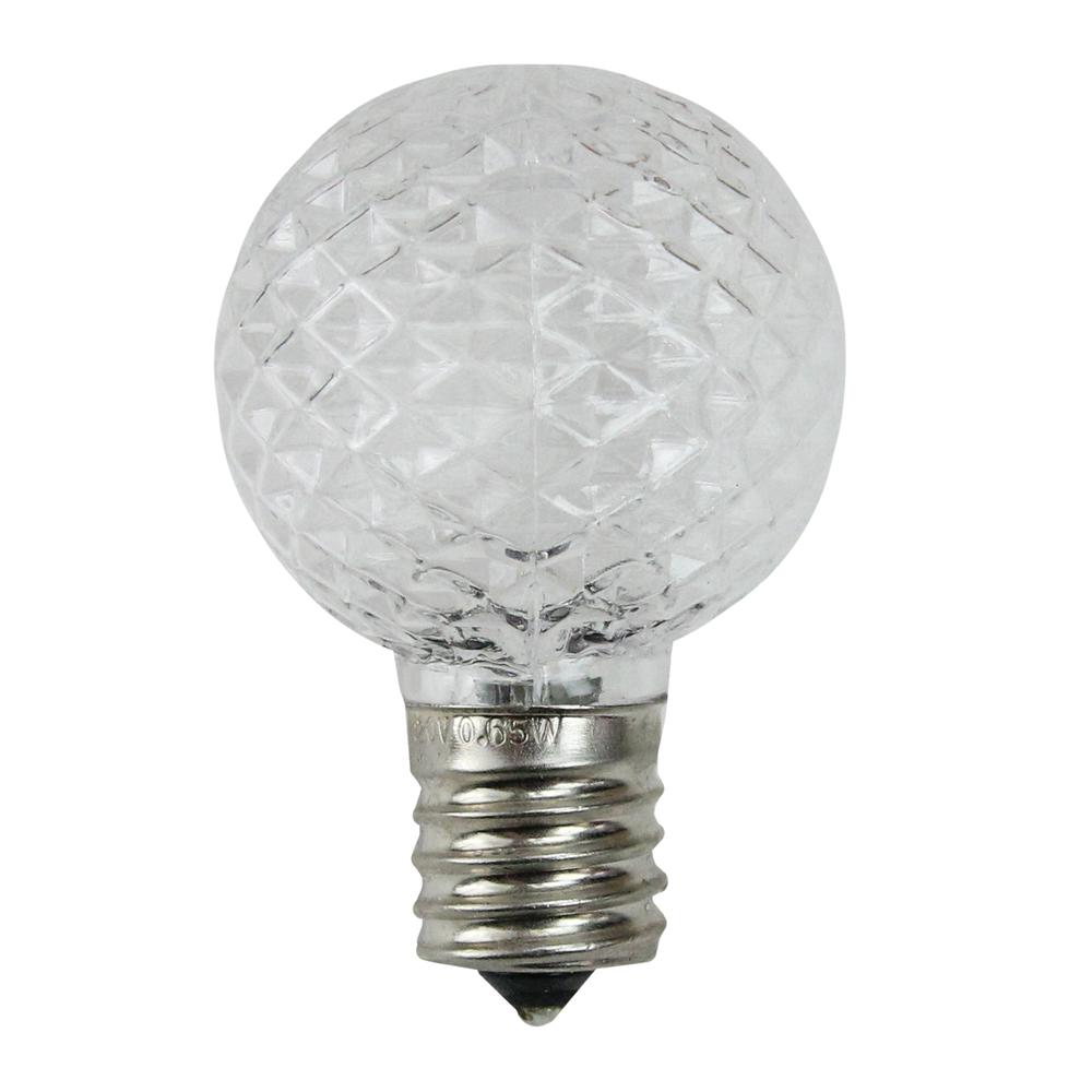 Pack of 25 Faceted LED G40 Clear Christmas Replacement Bulbs. Picture 1