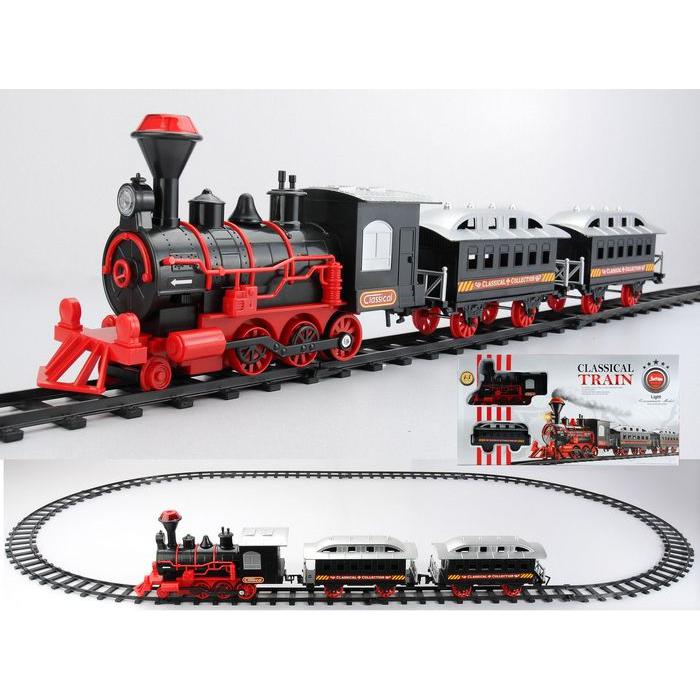 13-Piece Red and Black Battery Operated Lighted and Animated Train Set with Sound. Picture 4