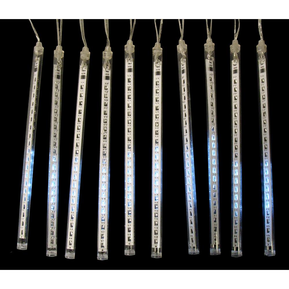 Set of 10 Transparent Dripping Icicle Snowfall Christmas Light Tubes - 14 ft Clear Wire. Picture 2