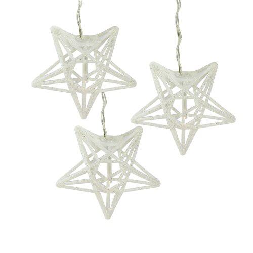 10 Battery Operated Clear LED Spun Glass Star Christmas Lights. Picture 3