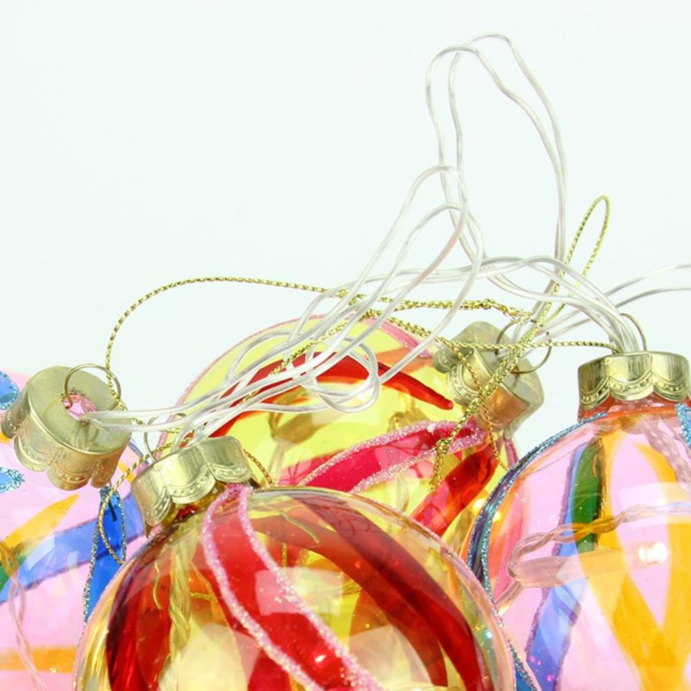 4ct Pink and Red LED Lighted Swirl Glass Christmas Ball Ornaments 3.25" (82mm). Picture 3