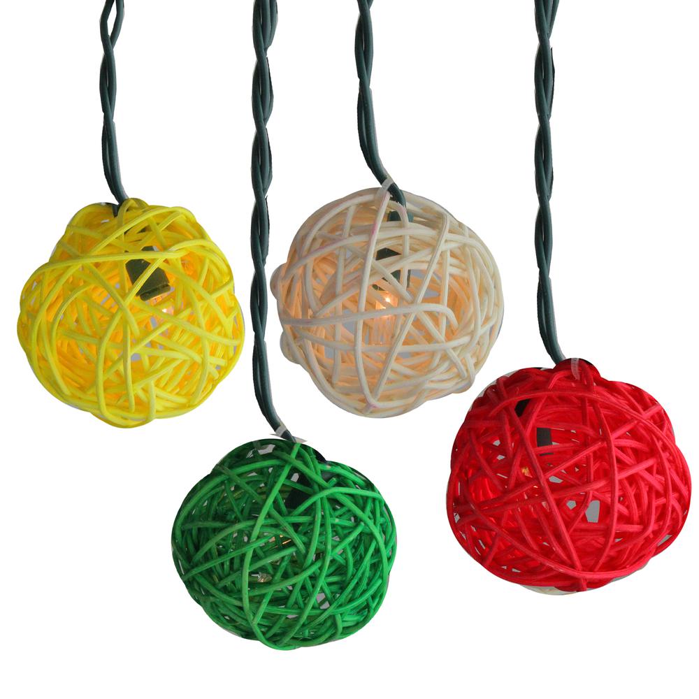 Set of 10 Multi-Colored Clear Ball Party Lights - 3ft White Wire. Picture 1