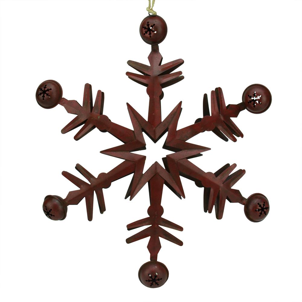11.5" Brown 6-Point Star Ornament with Jingle Bells. Picture 2