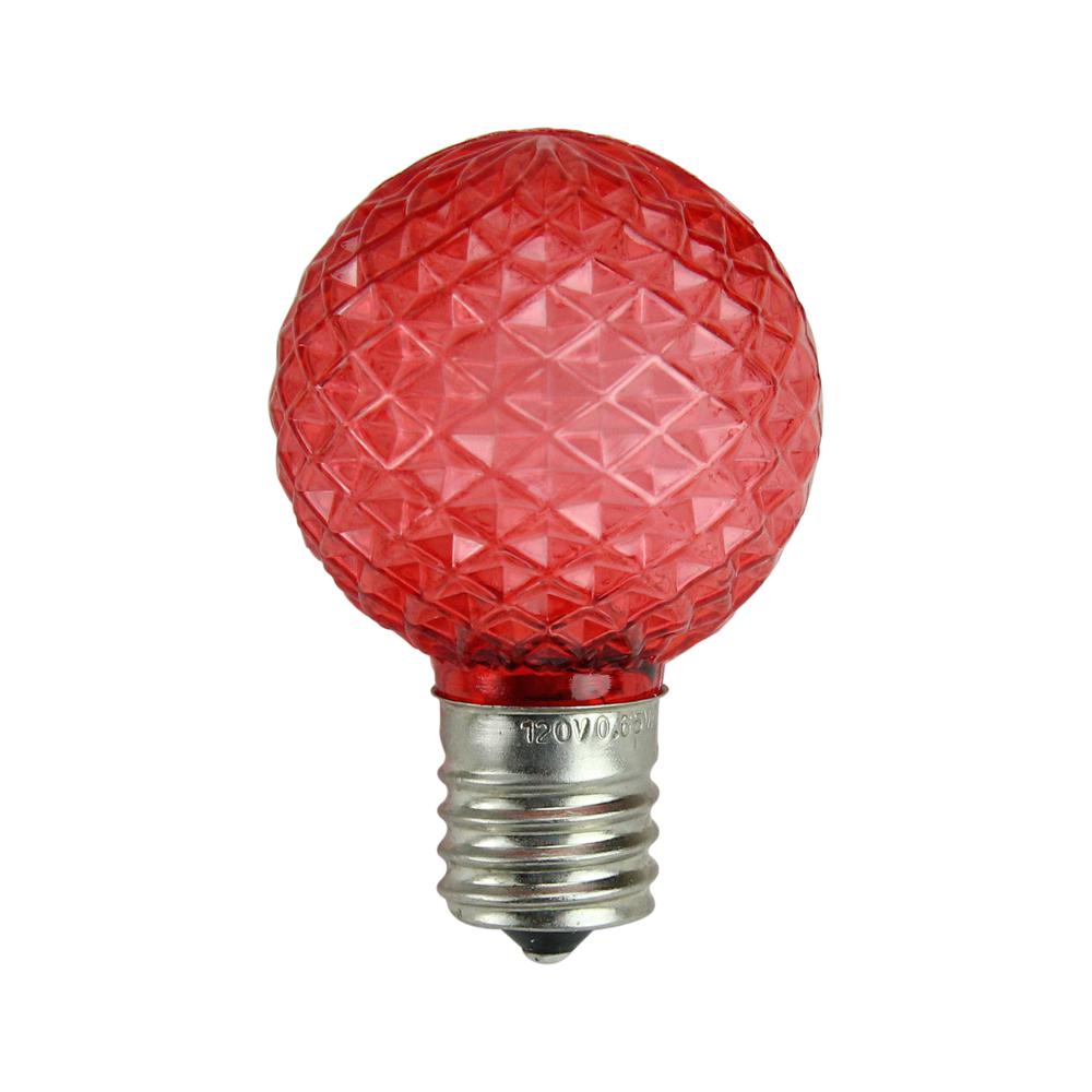 Pack of 25 Faceted LED G40 Red Christmas Replacement Bulbs. The main picture.