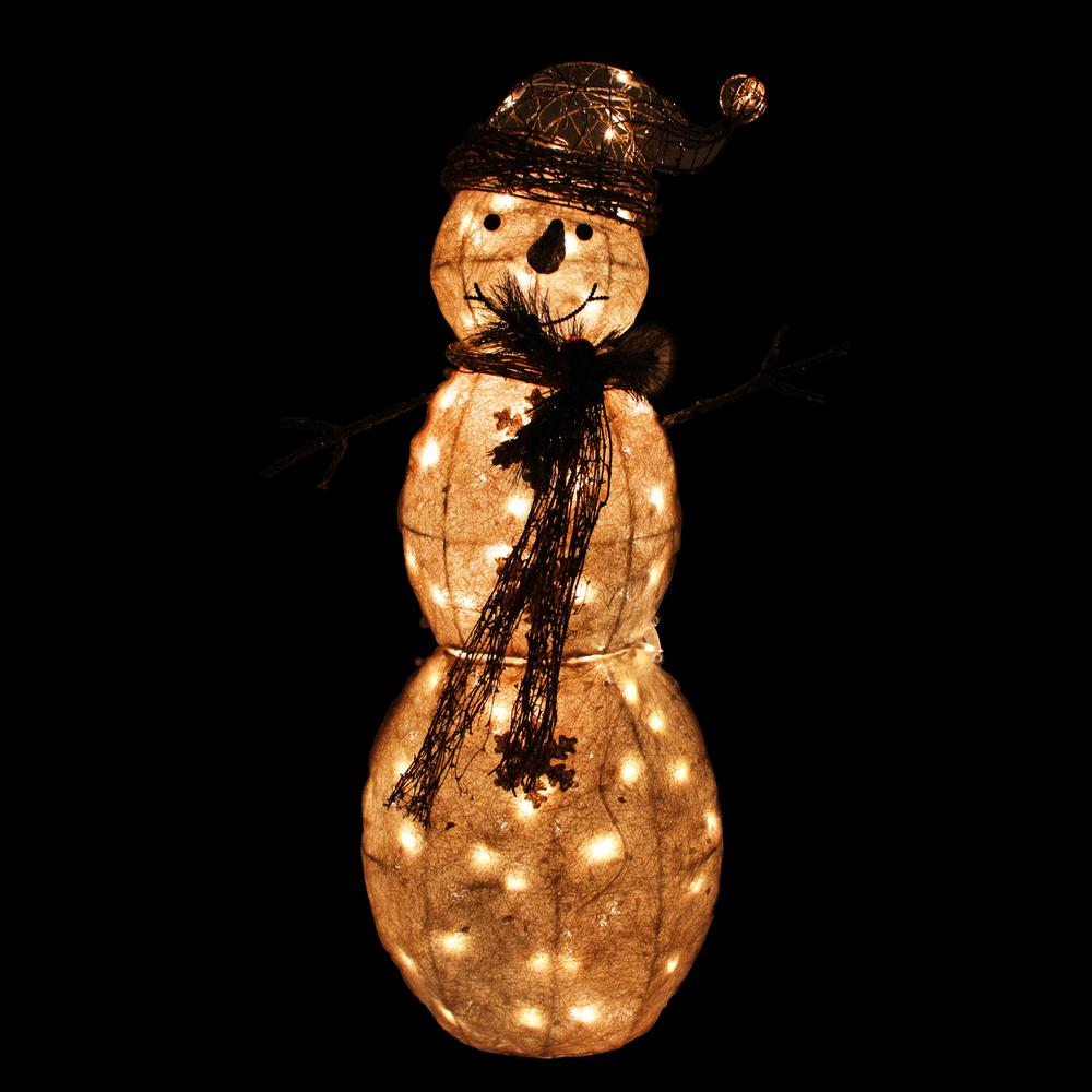 43" Lighted White and Gold Snowman Outdoor Christmas Decoration. Picture 2