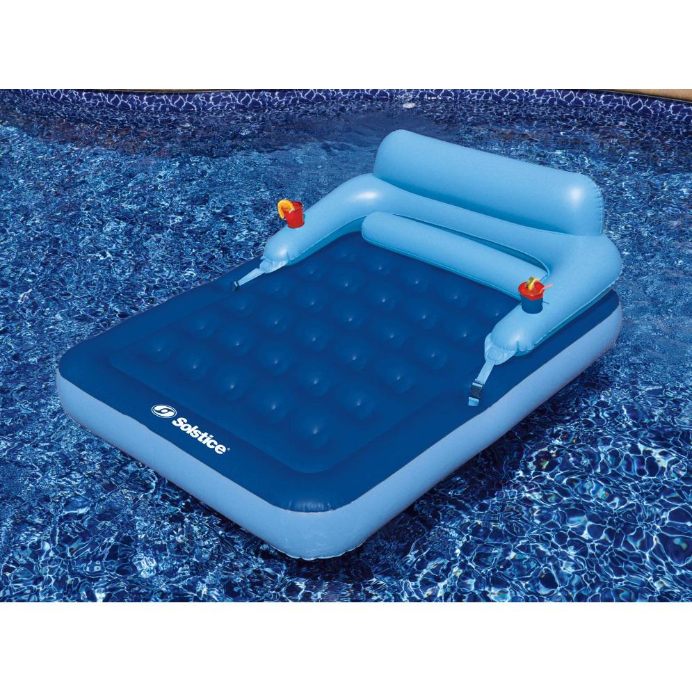 80-Inch Inflatable Blue Malibu Pool Mattress with Removable Back Rest. Picture 2