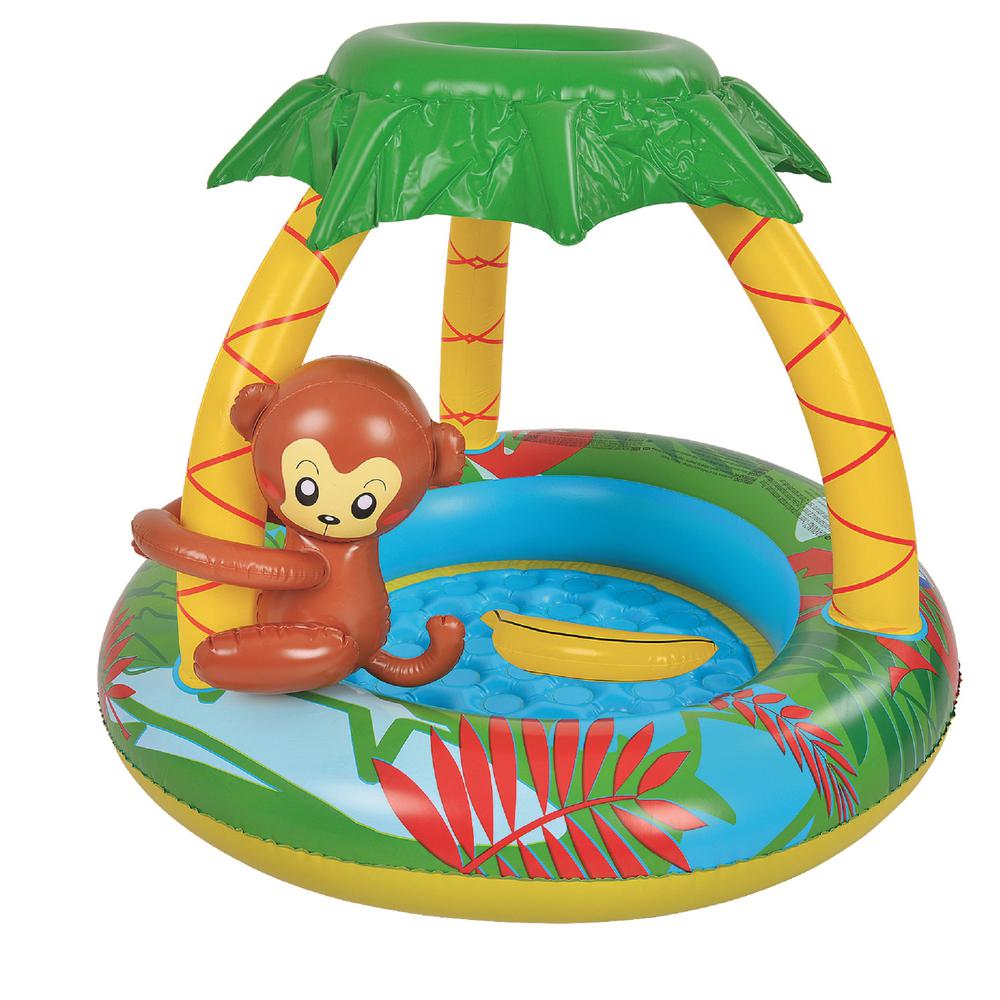 40" Monkey with Palm Trees Inflatable Kiddie Swimming Pool. Picture 1