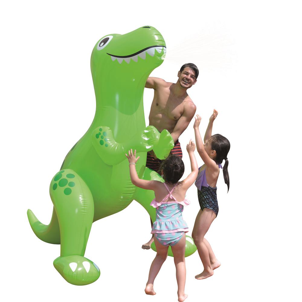 6.75' Inflatable Green Jumbo Dinosaur Water Sprayer. Picture 1