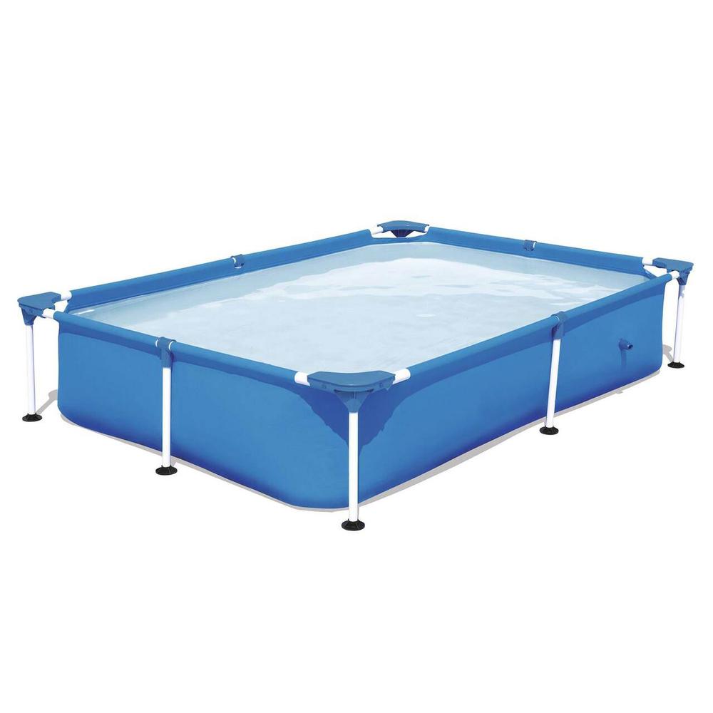 7.25ft x 17in Rectangular Framed Above Ground Swimming Pool with Filter Pump. Picture 1