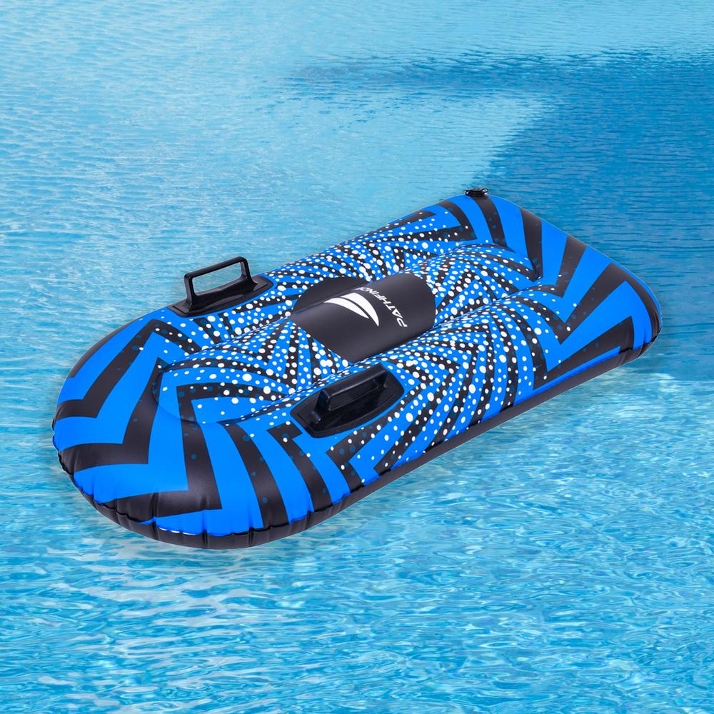 38" Inflatable Black and Blue Ride-On Pool Float or Snow Tube. Picture 2