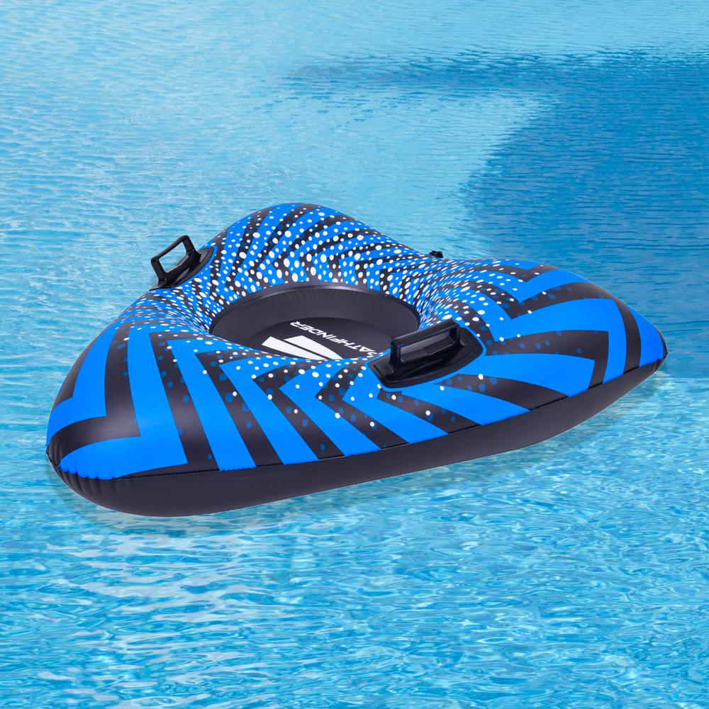 39" Inflatable Black and Blue Ride-On Pool Float or Snow Tube. Picture 2
