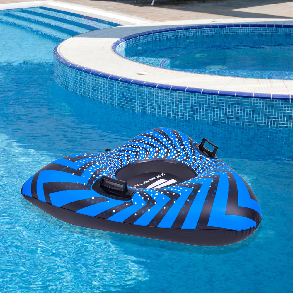 39" Inflatable Black and Blue Ride-On Pool Float or Snow Tube. Picture 3