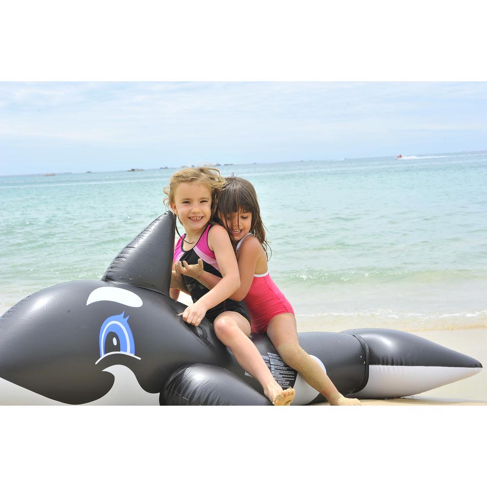 6.25' Inflatable Killer Whale Children's Pool Float Rider with Handles. Picture 2