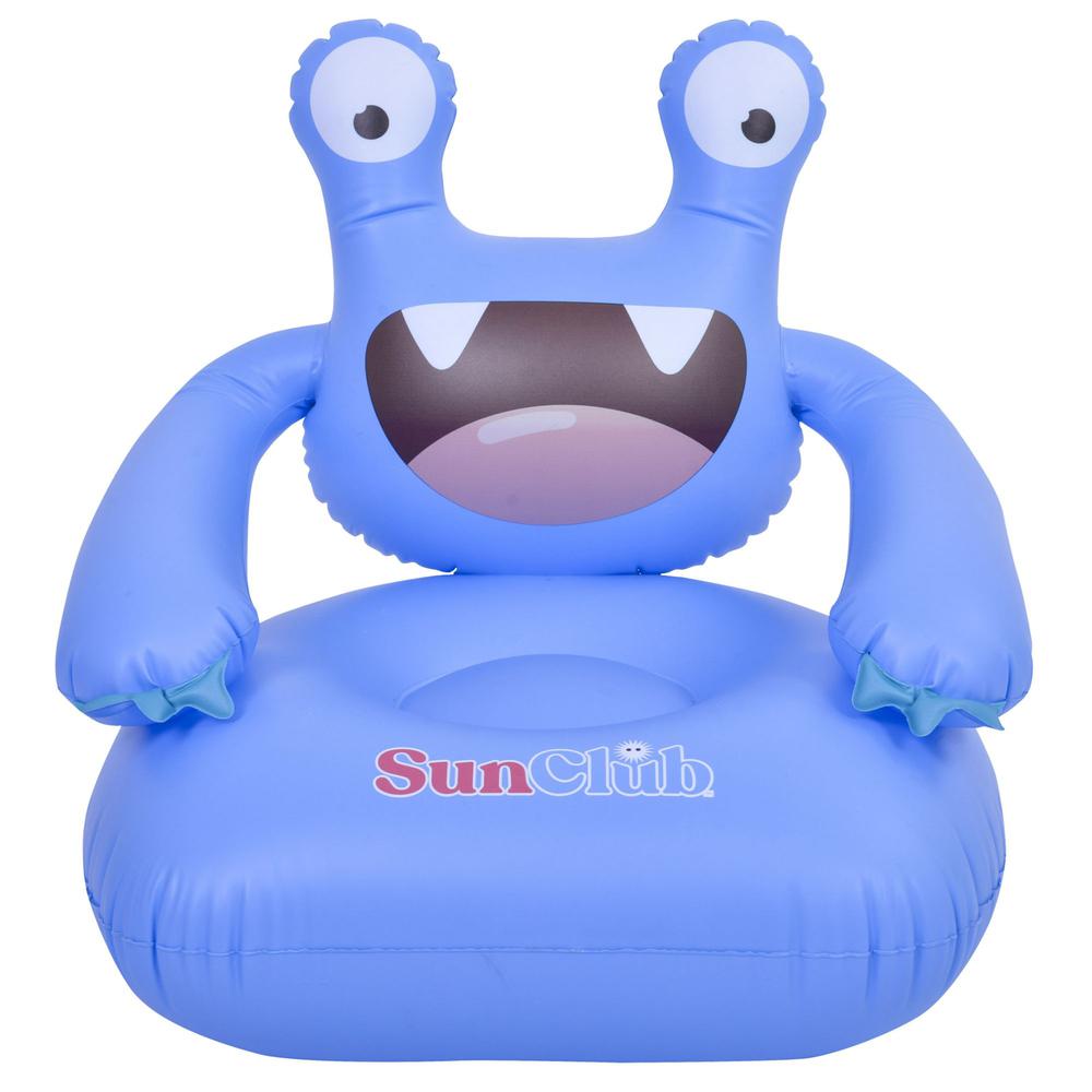 24" Blue Monster Inflatable Poolside Kids Chair. Picture 1