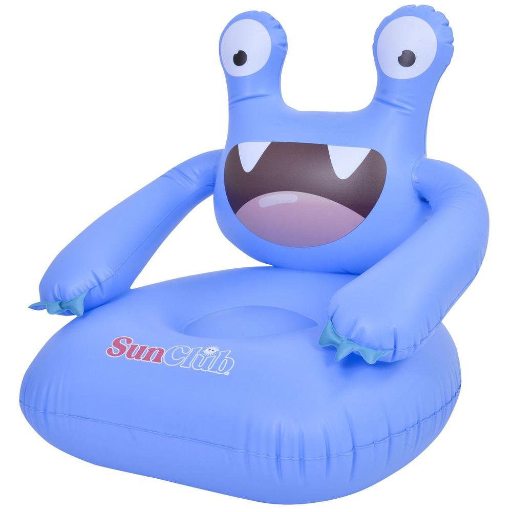24" Blue Monster Inflatable Poolside Kids Chair. Picture 2