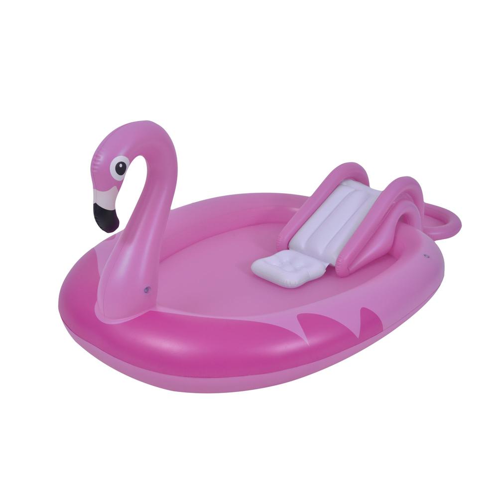 83" Inflatable Pink Flamingo Kiddie Pool with Sprayer. Picture 1