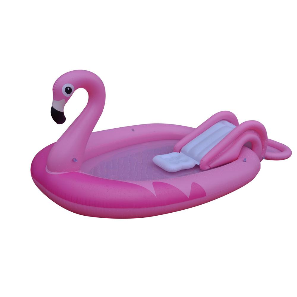 83" Inflatable Pink Flamingo Kiddie Pool with Sprayer. Picture 4