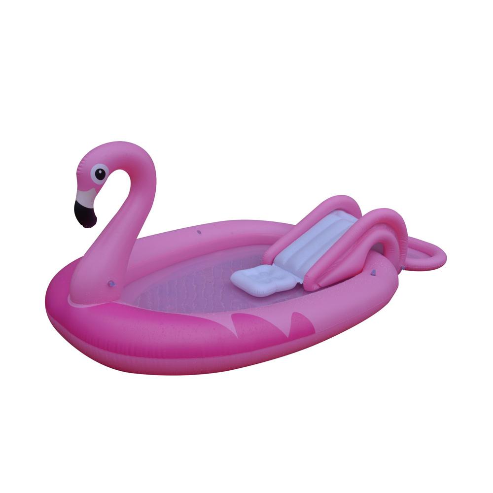83" Inflatable Pink Flamingo Kiddie Pool with Sprayer. Picture 5