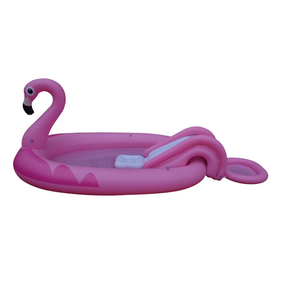 83" Inflatable Pink Flamingo Kiddie Pool with Sprayer. Picture 6