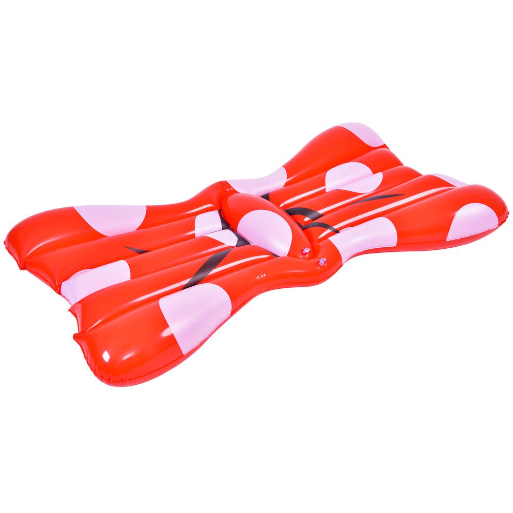 37" Inflatable Red and White Jumbo Hair Bow Pool Float. Picture 1