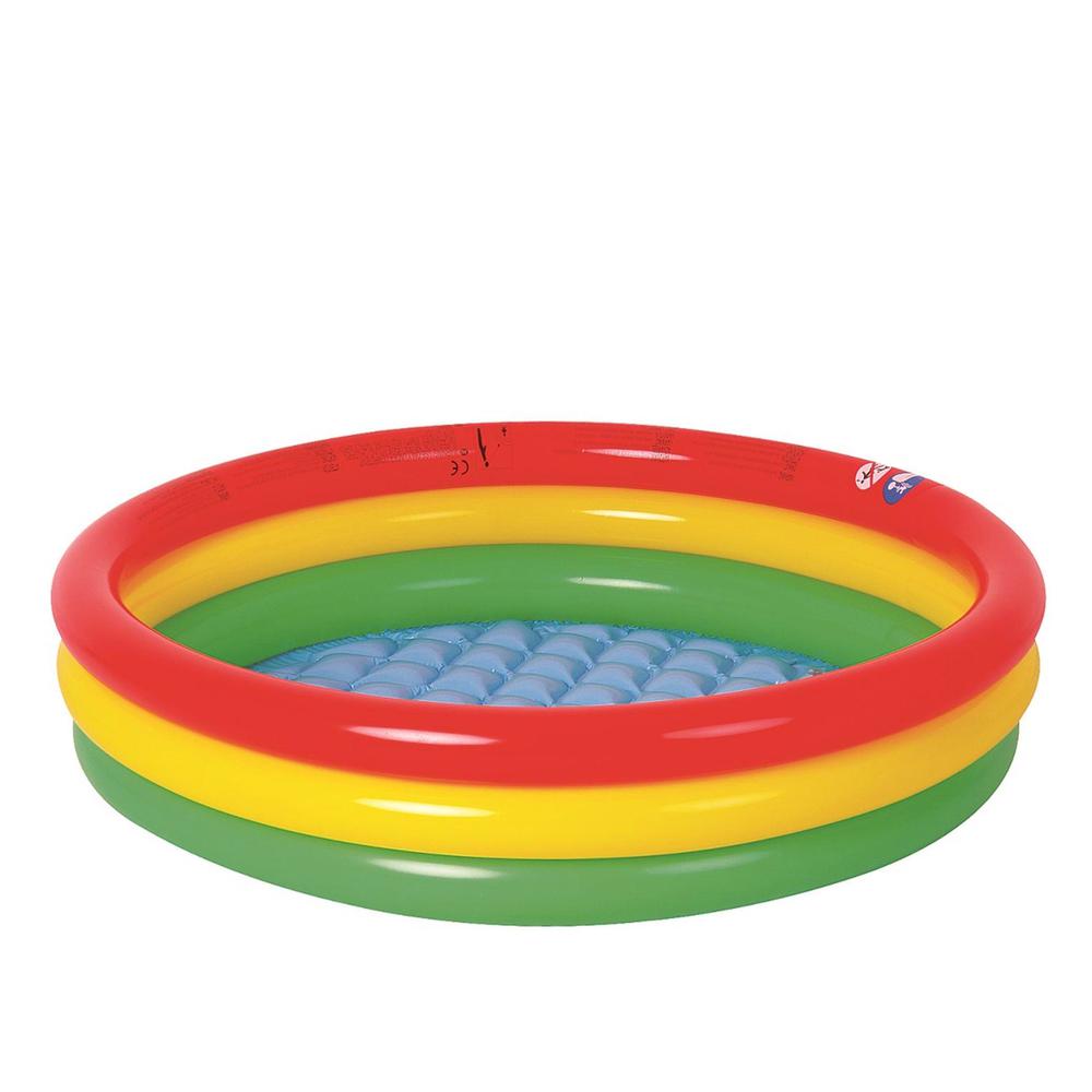 59" Red  Yellow  and Green Inflatable Round Kiddie Swimming Pool. Picture 1