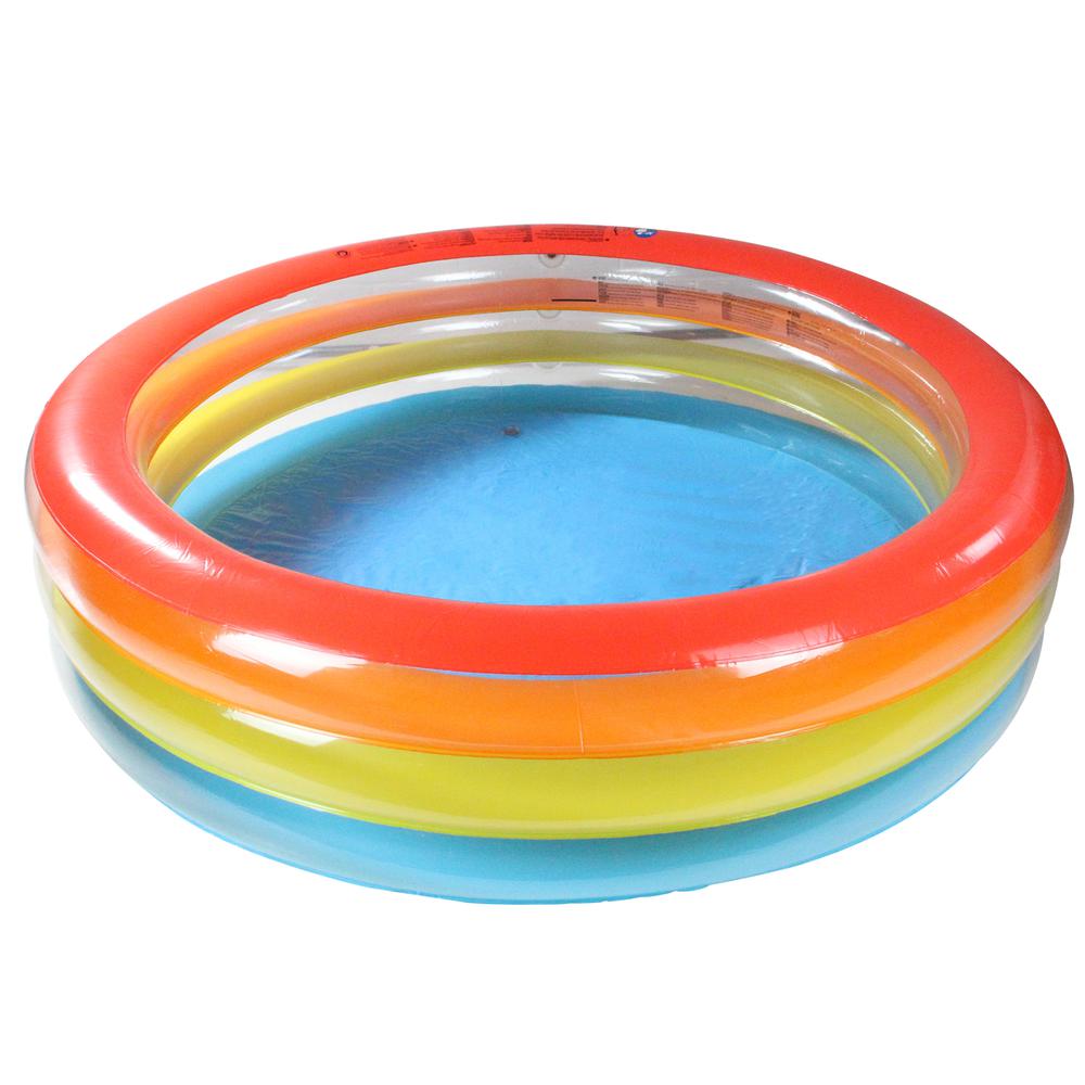 6.5' Inflatable Multi Color 3 Ring Transparent Swimming Pool. Picture 2