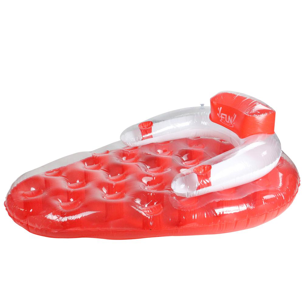 65'' Red and White Inflatable Strawberry Pool Water Lounge Float. Picture 1