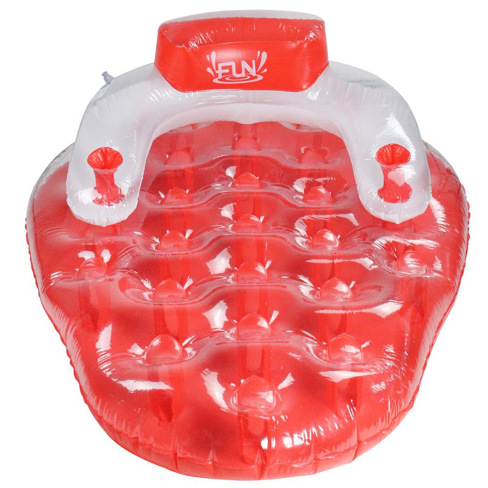 65'' Red and White Inflatable Strawberry Pool Water Lounge Float. Picture 2