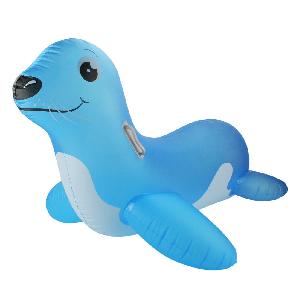 46" Inflatable Blue Sea Lion Ride On Pool Float with Handles. Picture 1