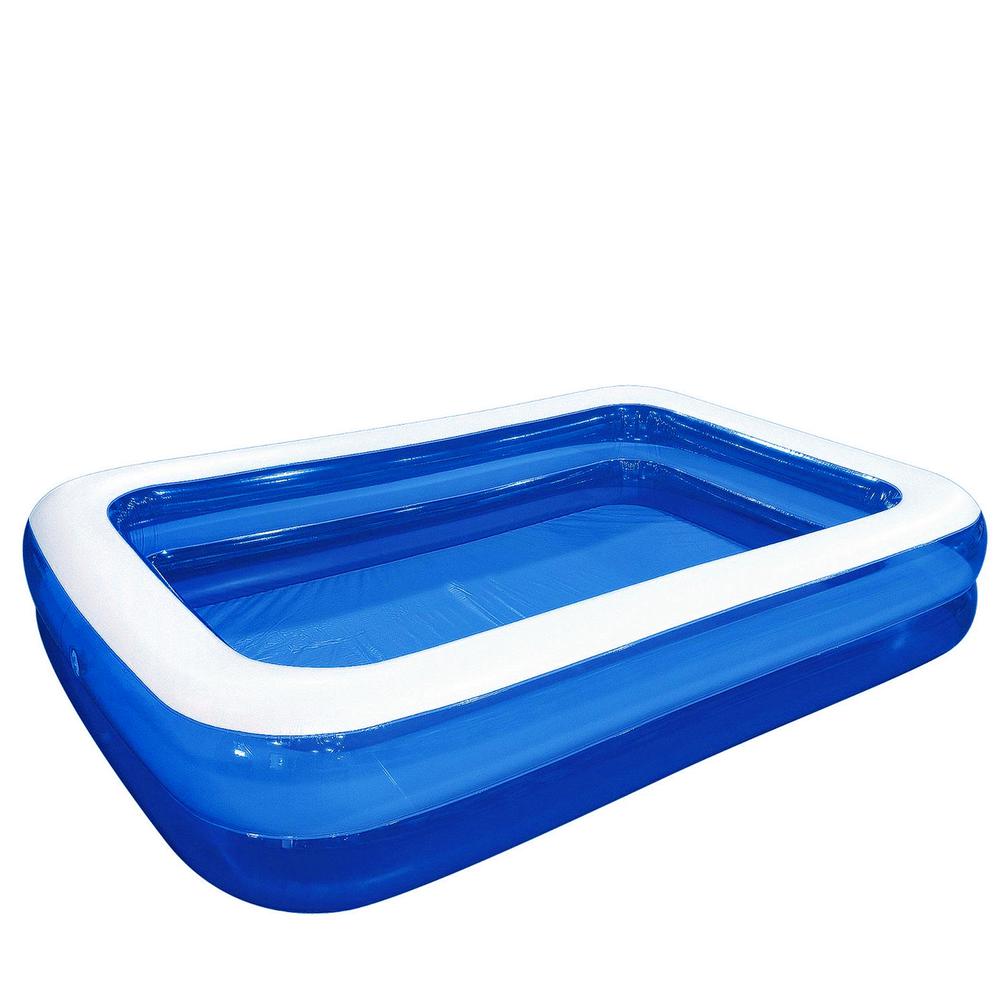10' Blue and White Inflatable Rectangular Swimming Pool. Picture 1