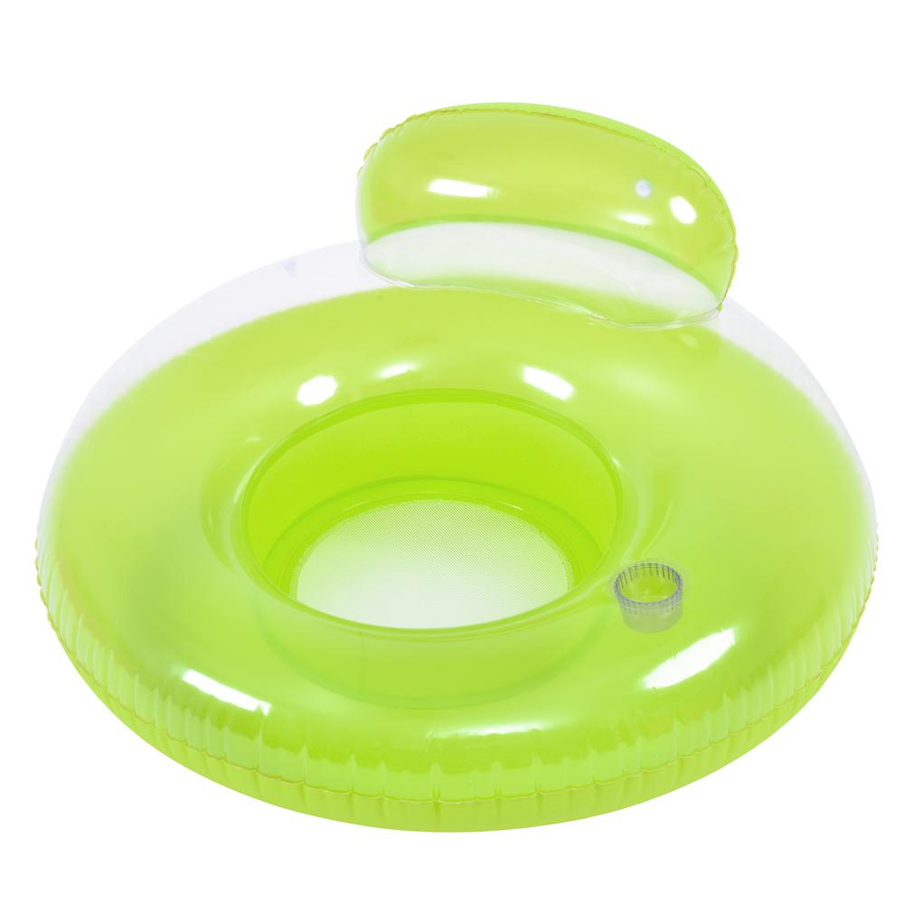 46.5" Green Inflatable Inner Tube Swimming Pool Float with Backrest. Picture 1