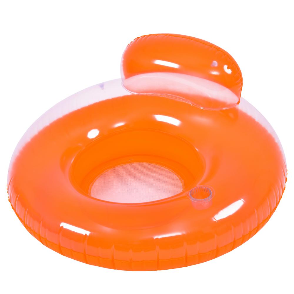 46.5" Orange Inflatable Inner Tube Pool Float with Backrest. Picture 1
