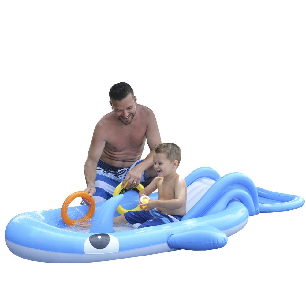 6.75ft Inflatable Childrens Whale Shaped Interactive Play Pool. Picture 1