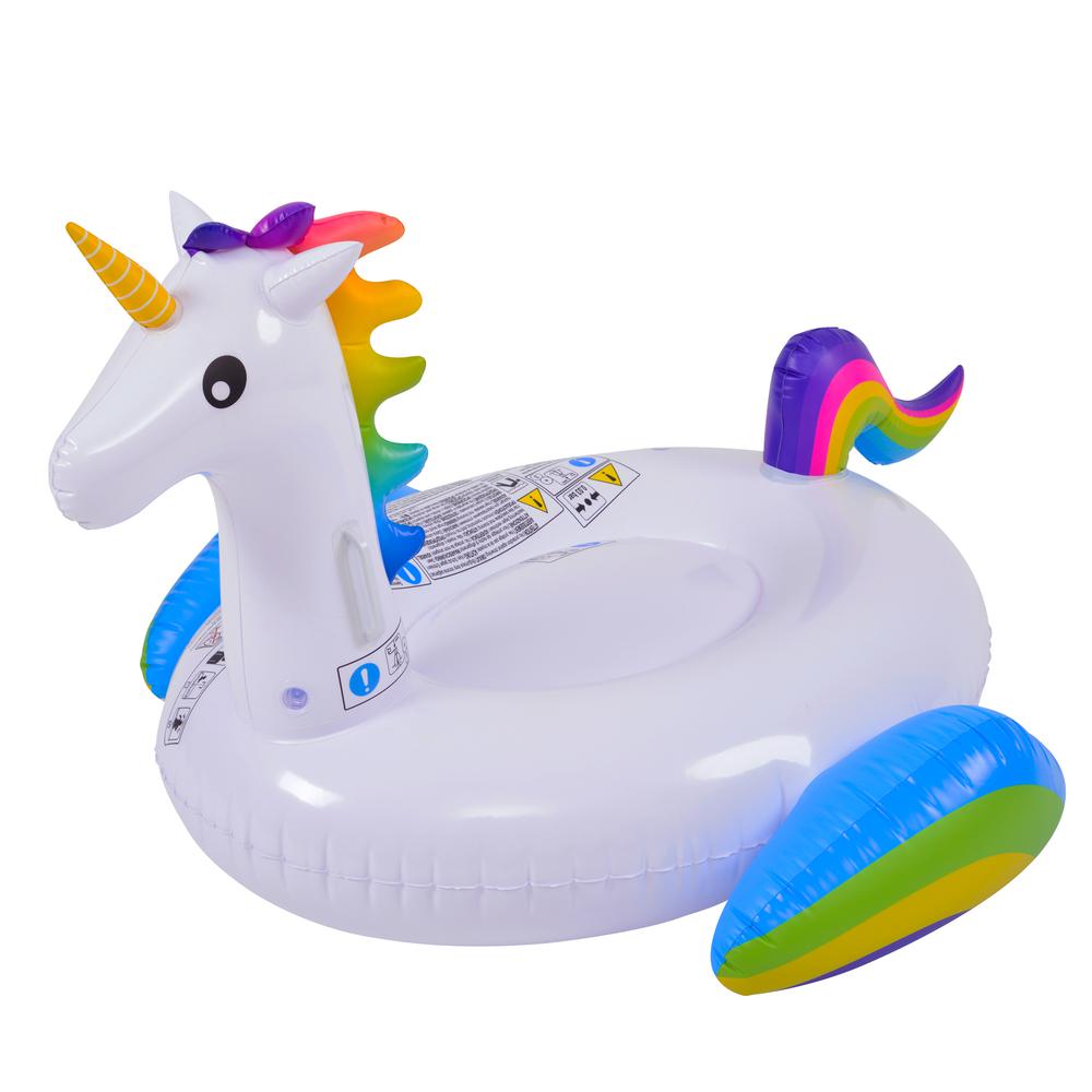 7' Inflatable Rainbow Unicorn Jumbo Pool Float. Picture 2