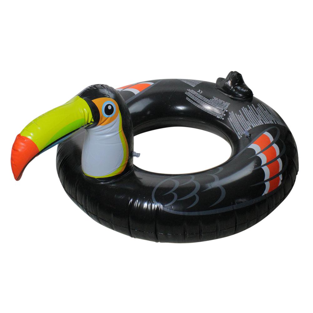52" Inflatable Black Jumbo Toucan Pool Ring Float. Picture 1