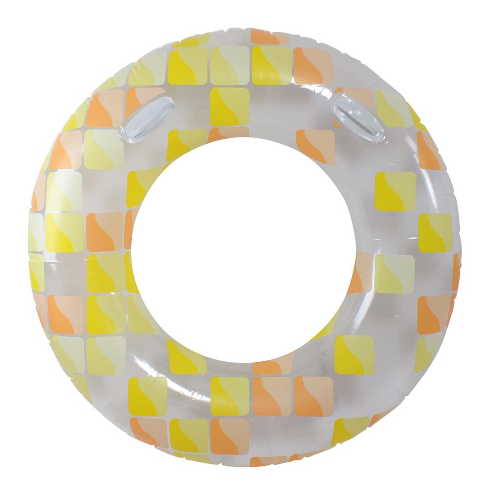 Inflatable Yellow and Orange Mosaic Swimming Pool Ring Float  47-Inch. Picture 1