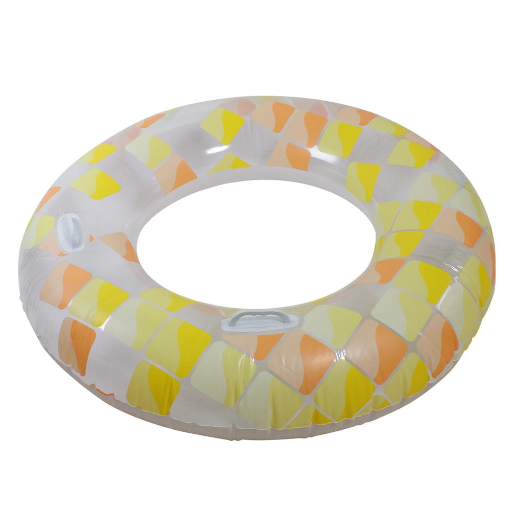 Inflatable Yellow and Orange Mosaic Swimming Pool Ring Float  47-Inch. Picture 2
