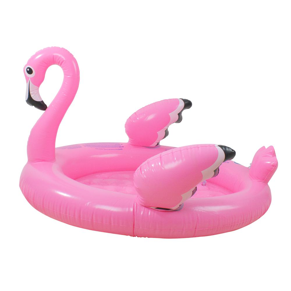 42.5" Inflatable Pink Flamingo Children's Swimming Pool. Picture 1