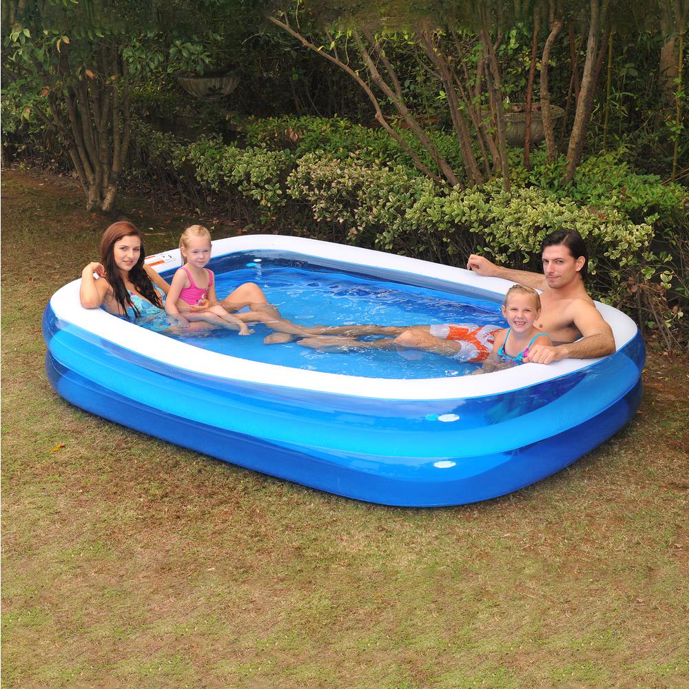 6.5' Blue and White Inflatable Rectangular Swimming Pool. Picture 2