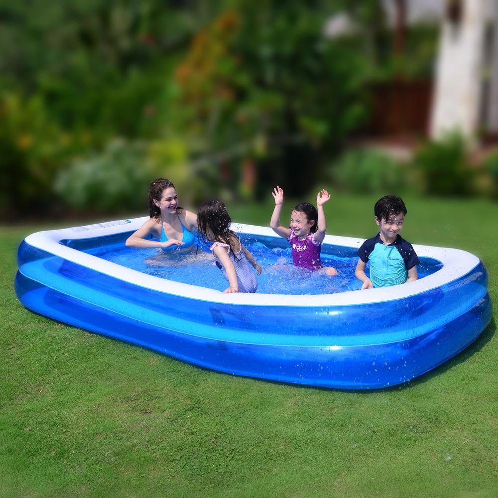 10' Blue and White Inflatable Rectangular Swimming Pool. Picture 2