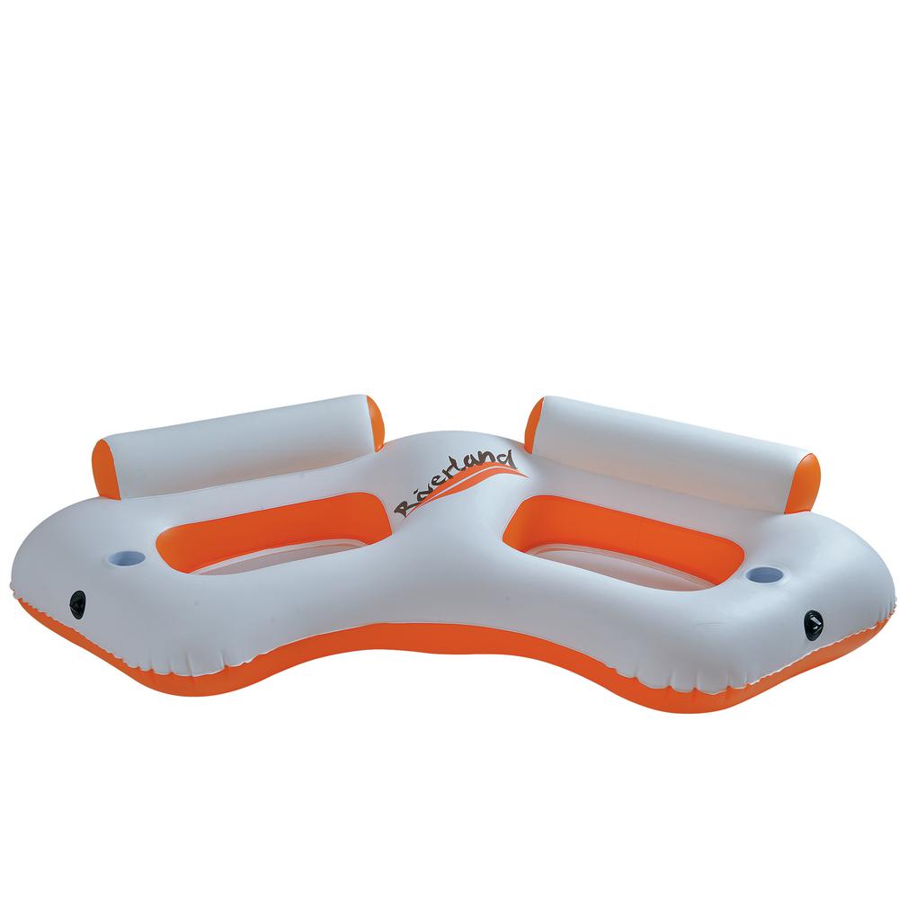 Inflatable Orange and White River Land Two Swimming Pool Sofa  85-Inch. Picture 1