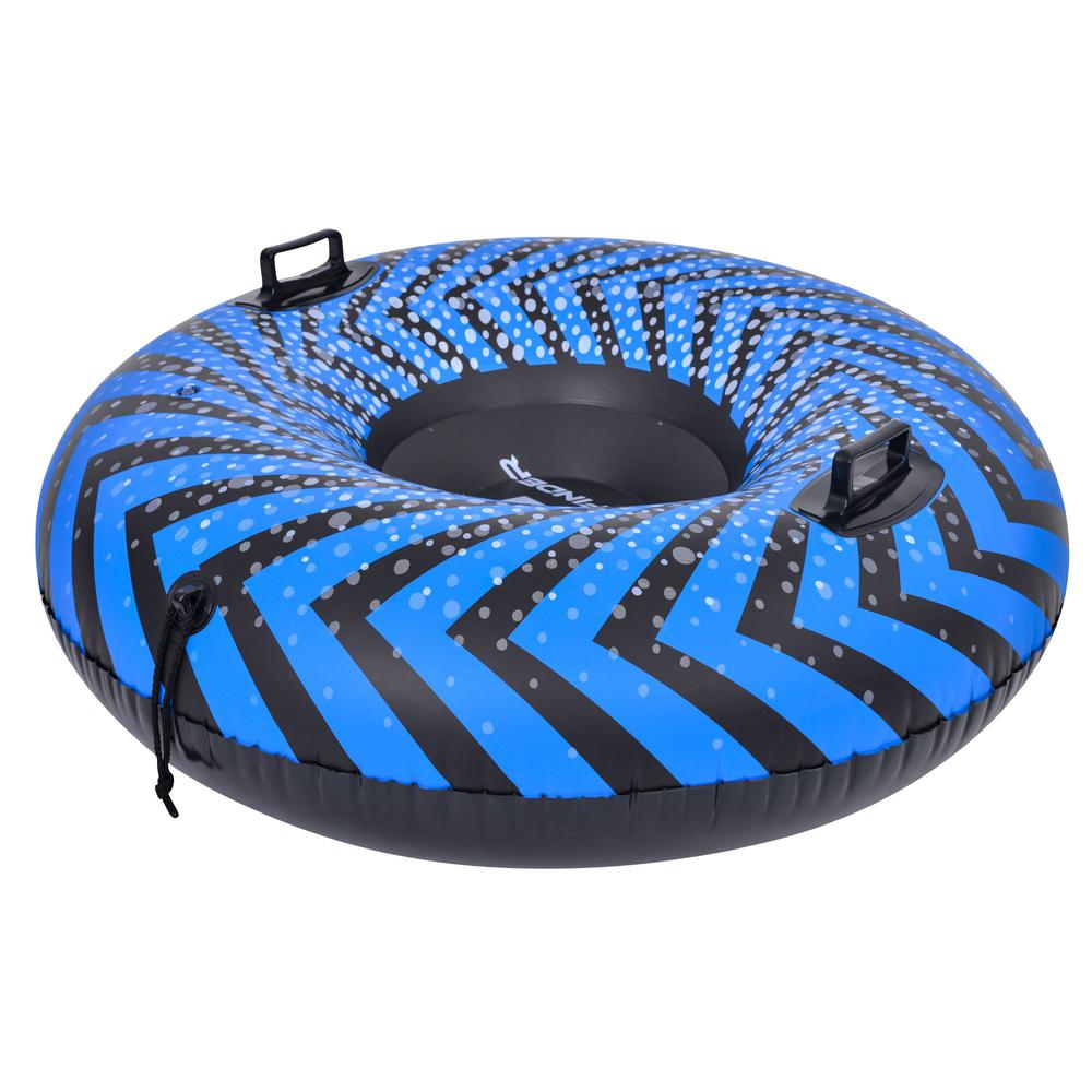 37" Blue and Black Inflatable Ride-On Pool Float or Snow Tube. Picture 1