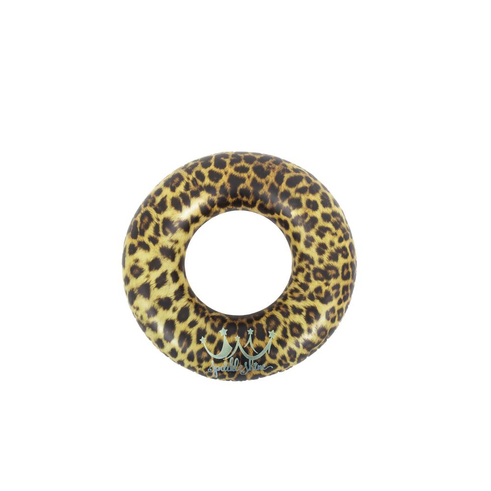 35" Inflatable Leopard Print Swimming Pool Inner Tube. Picture 1