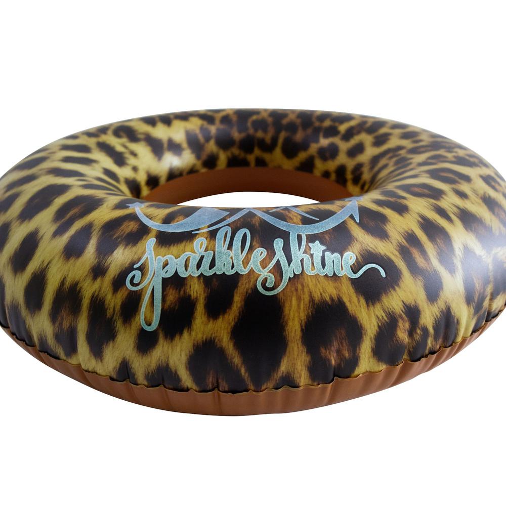 35" Inflatable Leopard Print Swimming Pool Inner Tube. Picture 2