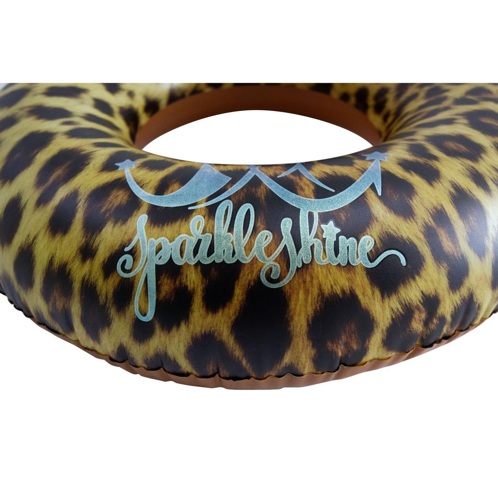 35" Inflatable Leopard Print Swimming Pool Inner Tube. Picture 3