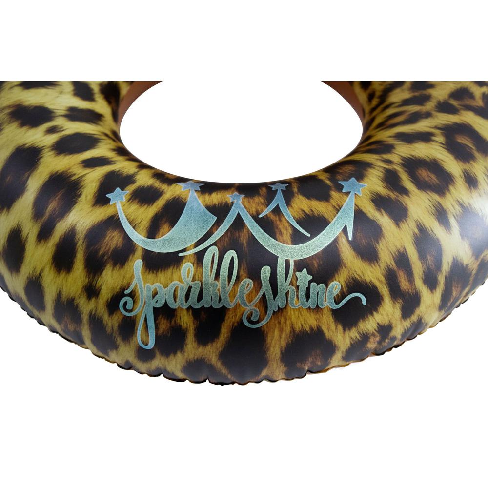35" Inflatable Leopard Print Swimming Pool Inner Tube. Picture 4