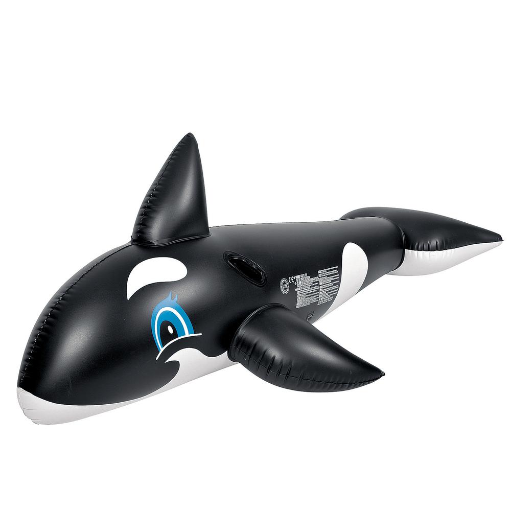 6.25' Inflatable Killer Whale Children's Pool Float Rider with Handles. Picture 1