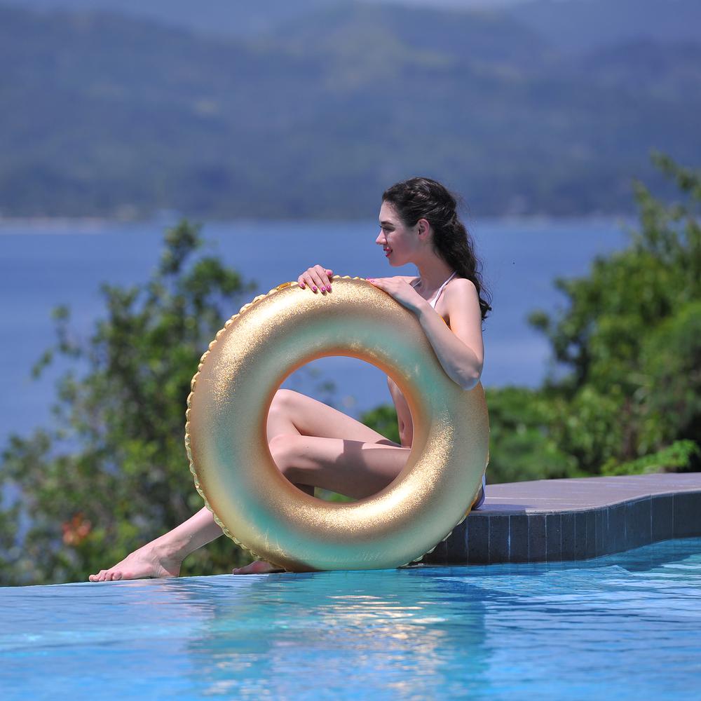 35" Inflatable Golden Pool Ring Float. Picture 2