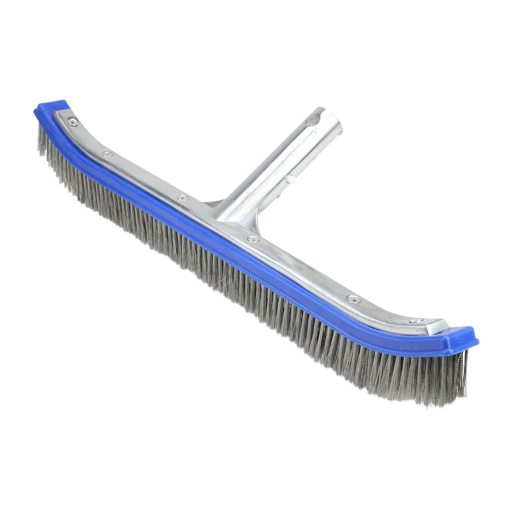 18" Blue Stainless Steel Concrete Pool Floor and Wall Algae Brush Head. Picture 1